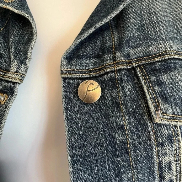 PAIGE JEAN VEST, distressed blue, size extra  small - Picture 3 of 12